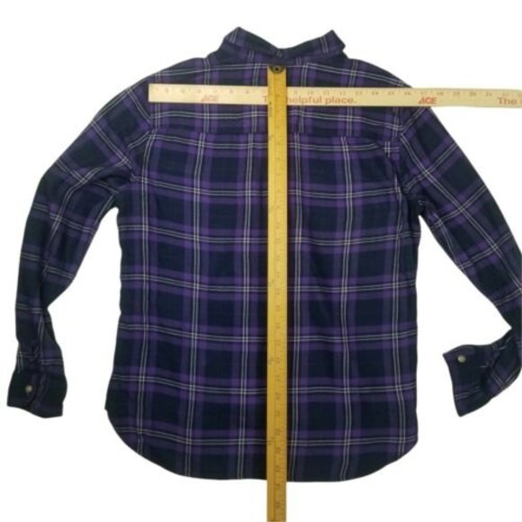 American Eagle Outfitters Soft Flannel Plaid Shirt Womens M Purple Viscose Blend - Picture 7 of 12